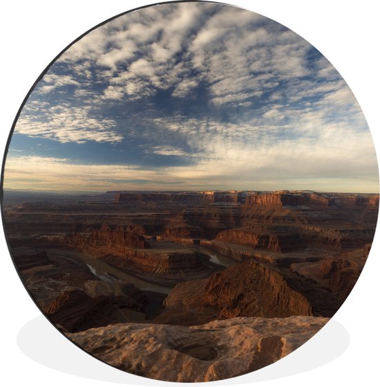WallCircle - Wandcirkel - Muurcirkel - Massieve muren van de Grand Canyon en de kromme Colorado rivier in Noord Amerika - Aluminium - Dibond - ⌀ 60 cm - Binnen en Buiten
