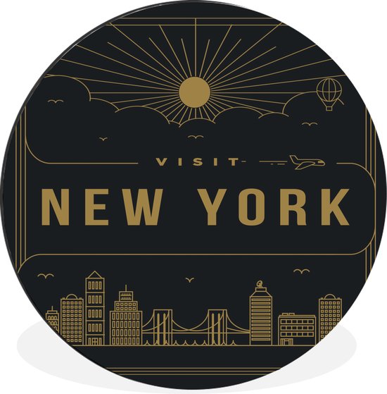Stadsaanzicht New York - zwart Wandcirkel aluminium ⌀