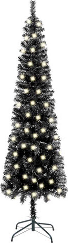 vidaXL zwarte kerstboom met verlichting smal 180 cm zwart