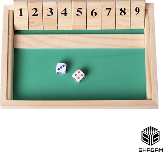 Afbeelding van het spel Shut The Box - Dobbelspel - Hout - Kansspel - Inclusief dobbelstenen - Drankspel - Houten Spel - Reisspel - Rekenspel