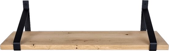 Missionaris Brig Fauteuil GoudmetHout Massief Eiken Wandplank - 120x30 cm - Industriële Plankdragers  - Staal -... | bol.com