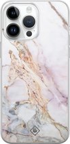 Casimoda® hoesje - Geschikt voor iPhone 14 Pro Max - Parelmoer Marmer - Siliconen/TPU telefoonhoesje - Backcover - Marmer - Multi