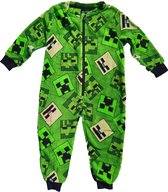 Minecraft Onesie - Jumpsuit Pyjama - Groen / Zwart - Maat 122/128 - 7-8 Jaar