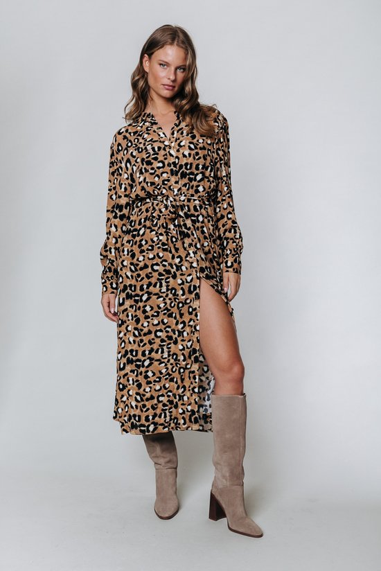 Colourful Rebel Kera Leopard Jurk Leopard Dames - Basic Fit - Viscose