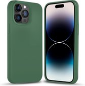Coverzs Solid silicone case geschikt voor Apple iPhone 14 Pro Max (dennengroen) - iPhone 14 Pro Max hoesje groen - iPhone 14 Pro Max case geschikt voor Apple - Luxe siliconen hoesje met 3-laags bescherming