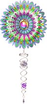 Spin Art Windspinner Mandala Flower Gazing Ball Crystal Tail, ACTMGB0808, totale lengte 60cm