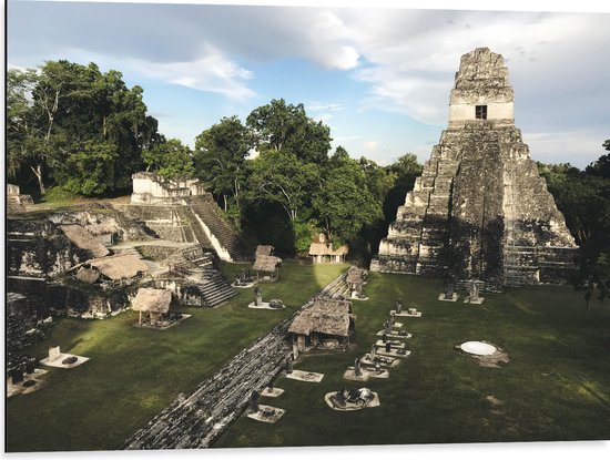 WallClassics - Dibond - Piramide van de Grote Jaguar - Guatemala  - 80x60 cm Foto op Aluminium (Met Ophangsysteem)