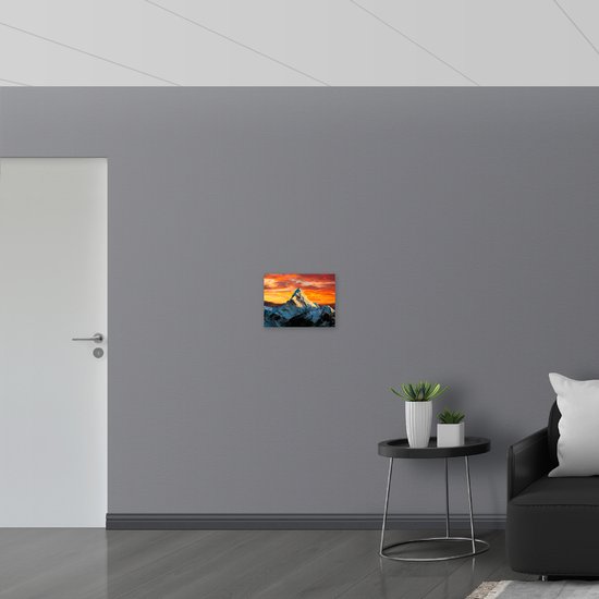 WallClassics - Feuille de mousse PVC - Sommet de la montagne enneigée avant le coucher du soleil - Photo 40x30 cm sur feuille de mousse PVC
