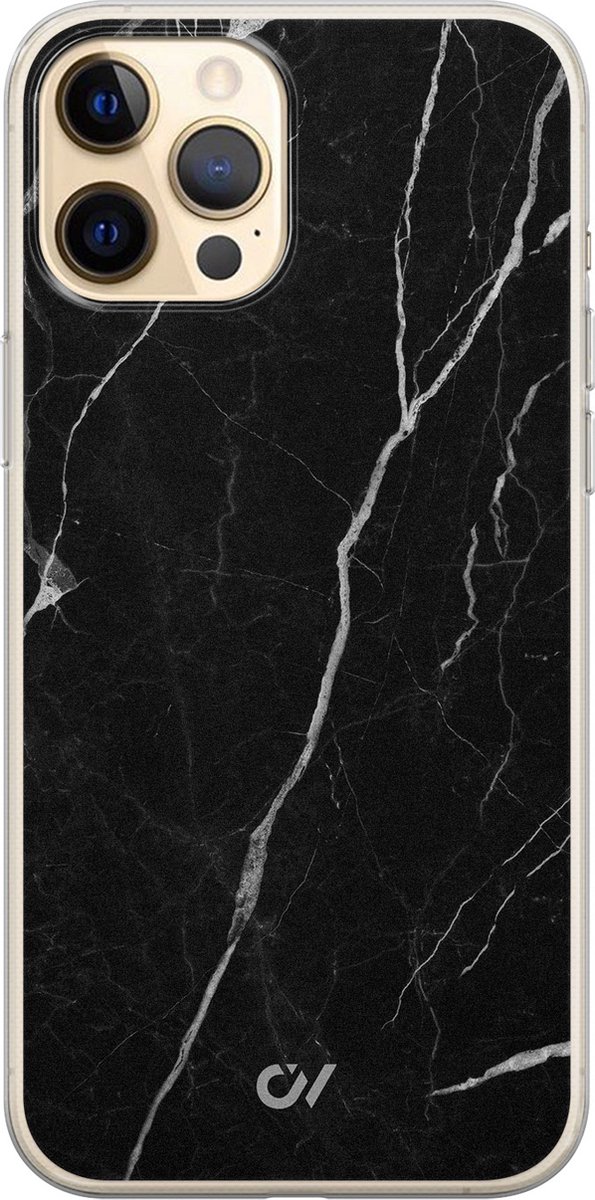 Hoesje geschikt voor Apple iPhone 12 - Marble Noir - - Zwart - Apple - Casevibes