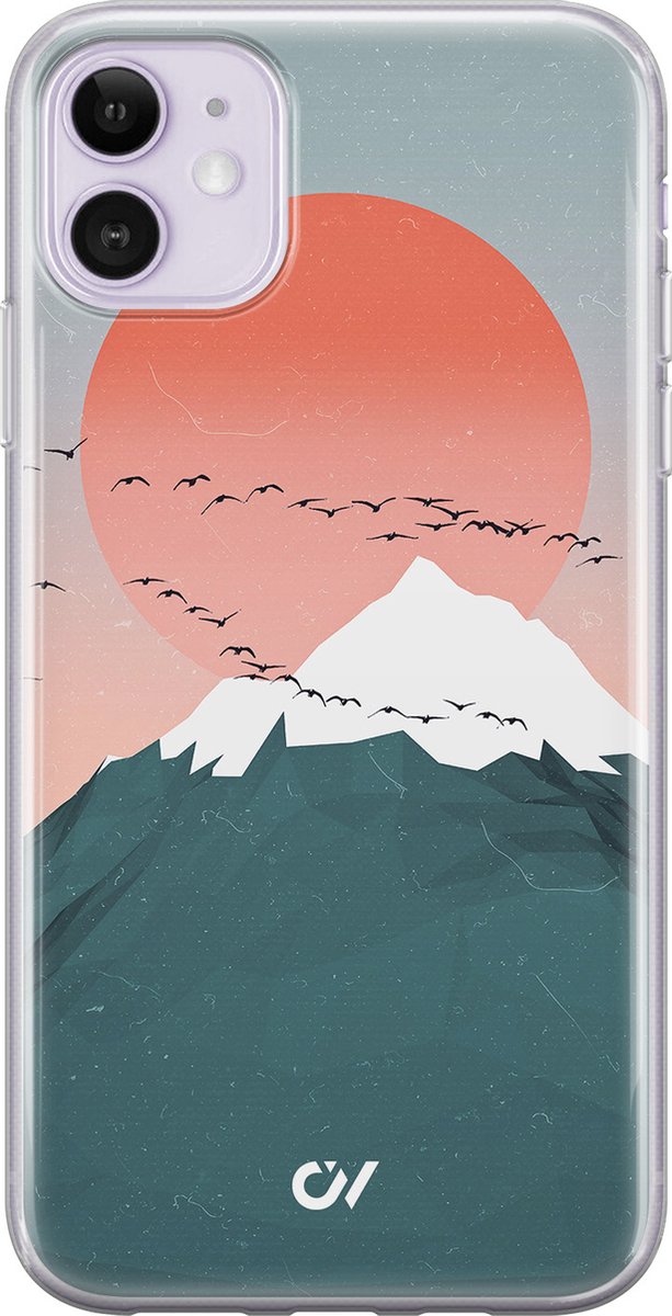 Hoesje geschikt voor Apple iPhone 11 - Mountain Birds - - Blauw - Apple - Casevibes