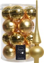 Boules de Noël Decoris - 16x st 8 cm - avec visière givrée - or - verre