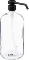 5Five Zeeppompje/zeepdispenser van glas - transparant - 1 liter