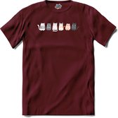 Katten vrienden - T-Shirt - Dames - Burgundy - Maat XL