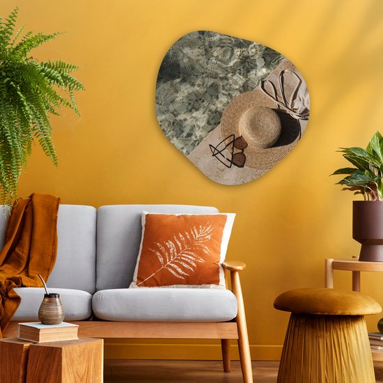 Décoration murale bio - Décoration murale plastique - Tableau bio - Mer - Chapeau - Eté - 60x60 cm - Forme miroir bio sur plastique
