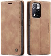 CaseMe - Hoesje geschikt voor Xiaomi Redmi Note 11 Pro - Wallet Book Case - Magneetsluiting - Licht Bruin