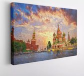 Rode Plein, de meest populaire toeristische attractie in Moskou, Rusland.- digitaal schilderen. - Moderne kunst canvas - 1633800931 - 80*60 Horizontal