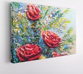 Digitaal schilderen van een boeket bloemen. Impressionistische stijl. - Moderne kunst canvas - 455609914 - 50*40 Horizontal