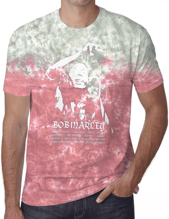 Bob Marley - Exodus Playlist Heren T-shirt - M - Grijs/Rood