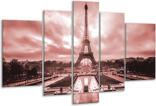 Glas schilderij Parijs, Eiffeltoren | Bruin, Rood | | Foto print op Glas |  F006784