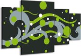 GroepArt - Schilderij -  Art - Groen, Grijs - 160x90cm 4Luik - Schilderij Op Canvas - Foto Op Canvas