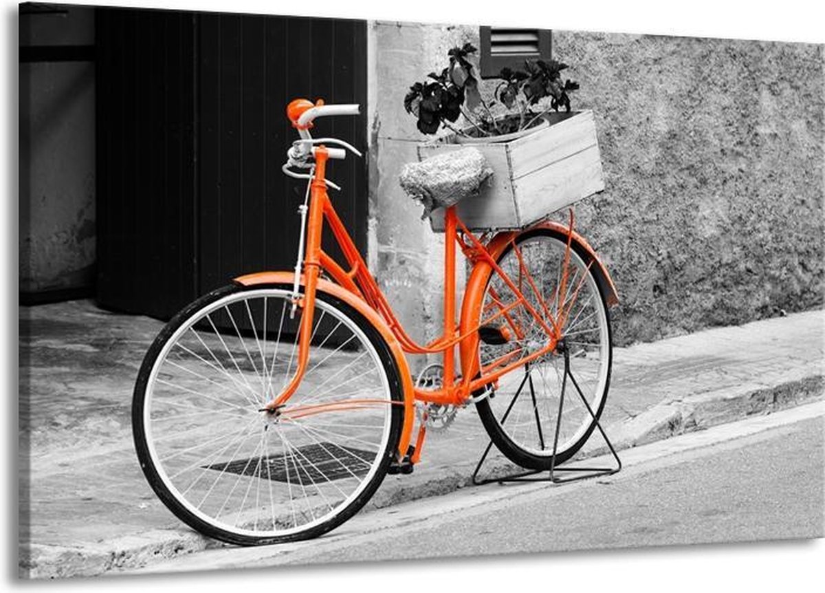 Peinture | Peinture sur toile vélo | Gris, orange, noir | 140x90cm 1 Liège  | Tirage... | bol.com