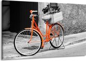 Peinture | Peinture sur toile vélo | Gris, orange, noir | 140x90cm 1 Liège | Tirage photo sur toile