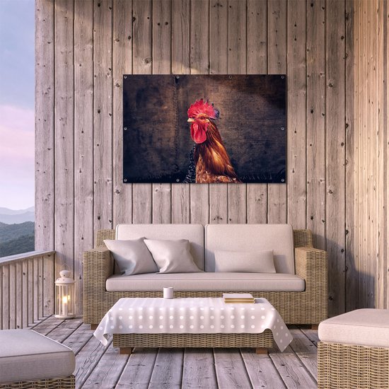 Affiche de jardin du Gards Coq de près - 120x80 cm - Toile de jardin - Décoration de jardin - Décoration murale extérieure - Tableau de jardin