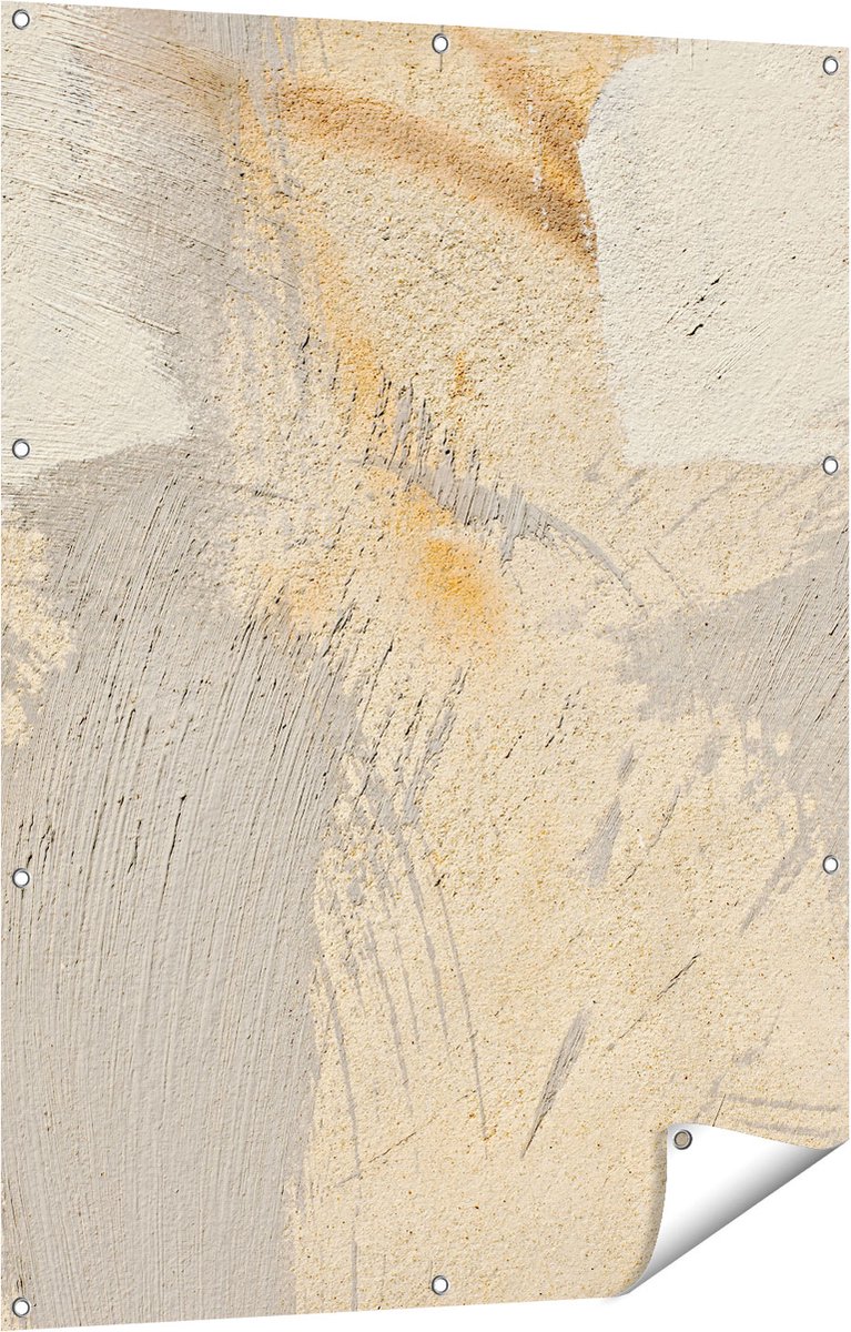 Gards Tuinposter Abstracte Kunst van een Cementen Muur - 90x120 cm - Tuindoek - Tuindecoratie - Wanddecoratie buiten - Tuinschilderij Multikleur
