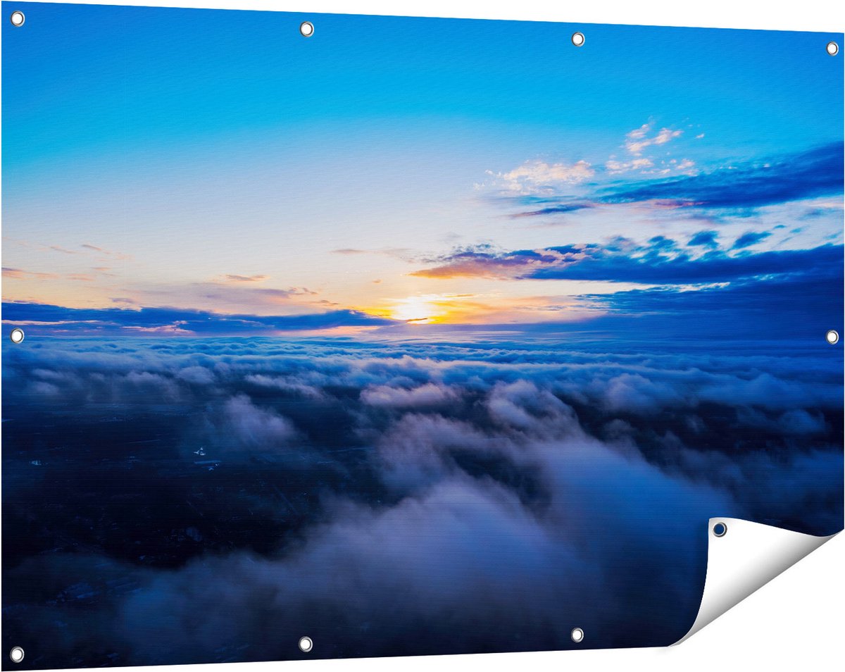 Gards Tuinposter Zonsondergang in de Wolken - 120x80 cm - Tuindoek - Tuindecoratie - Wanddecoratie buiten - Tuinschilderij Multikleur