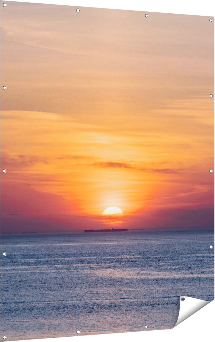 Gards Tuinposter Zonsondergang in de Noordzee - 120x160 cm - Tuindoek - Tuindecoratie - Wanddecoratie buiten - Tuinschilderij Multikleur