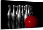 Peinture sur toile Bowling | Argent, blanc, rouge | 140x90cm 1 Liège
