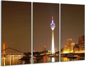 GroepArt - Schilderij -  Rotterdam - Bruin, Wit, Geel - 120x80cm 3Luik - 6000+ Schilderijen 0p Canvas Art Collectie