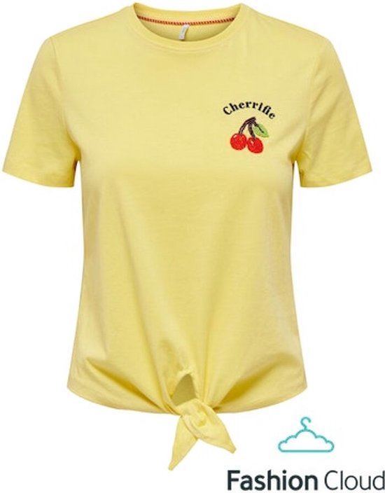 Only Kita Reg Knot S/s Berry Top Box Sundress Print: Cherrific GEEL L