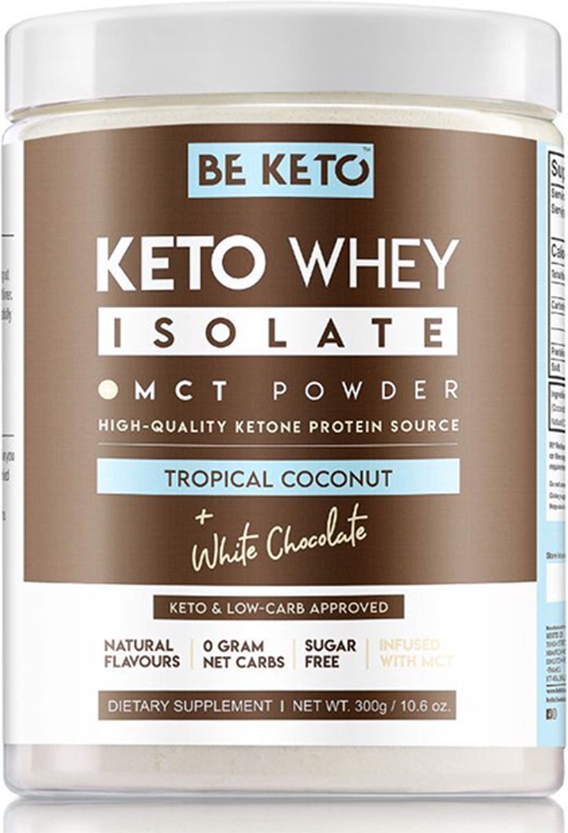 Goedkoopste Be Keto | KETO Whey MCT | Tropical Coconut White Chocolate | 1 x 300 gram