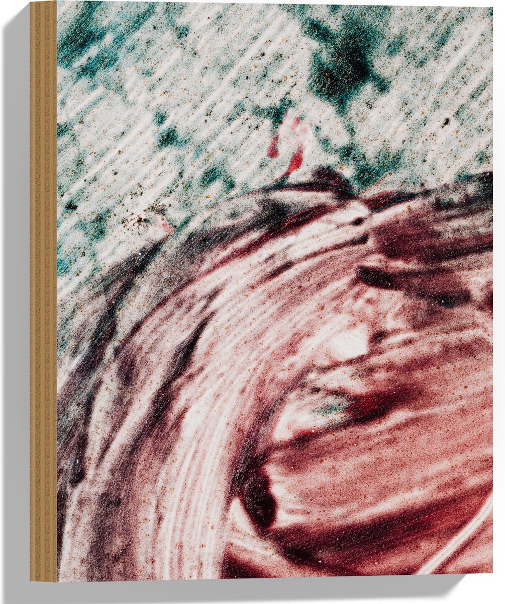 Hout - Schilderij met Groene en Rode Verf - 30x40 cm - 9 mm dik - Foto op Hout (Met Ophangsysteem)