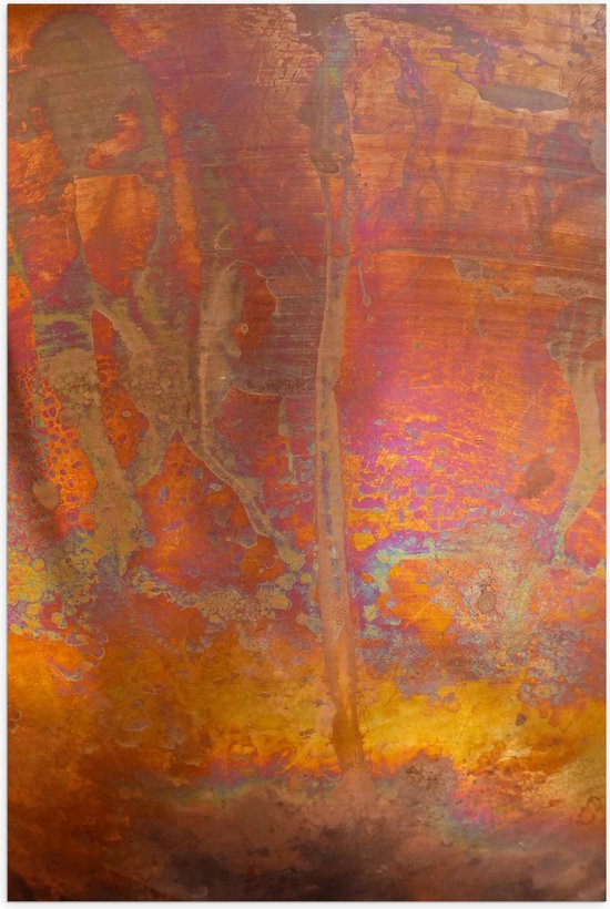 Poster (Mat) - Beige Textuur op Bruin- Oranje Ondergrond - 60x90 cm Foto op Posterpapier met een Matte look