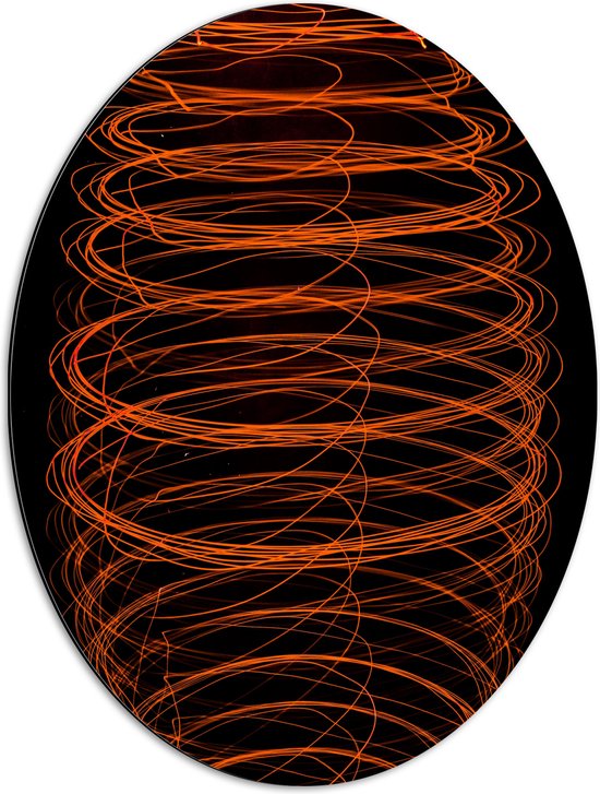 Dibond Ovaal - Cirkelvormige Oranje Strepen - 51x68 cm Foto op Ovaal (Met Ophangsysteem)