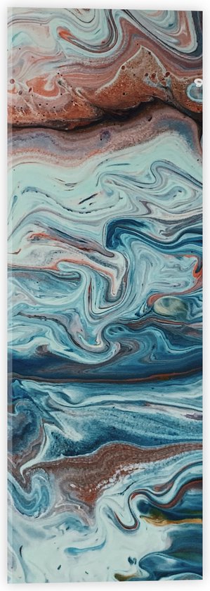 Acrylglas - Mix van Blauwe Kleuren met Bruine Details - 20x60 cm Foto op Acrylglas (Met Ophangsysteem)