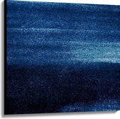 Canvas - Blauwe Kleine Stippen tegen Zwarte Achtergrond - 100x100 cm Foto op Canvas Schilderij (Wanddecoratie op Canvas)