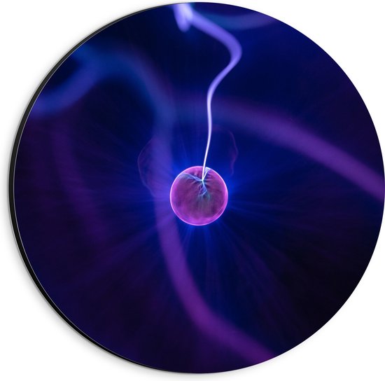 Dibond Muurcirkel - Abstracte Lichtbol tussen Lichtdraden - 20x20 cm Foto op Aluminium Muurcirkel (met ophangsysteem)