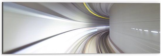 Dibond - Abstracte Tunnel in Grijs Tinten - 60x20 cm Foto op Aluminium (Wanddecoratie van metaal)