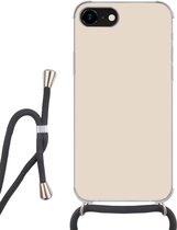 Telefoonkoord - Telefoonketting - Hoesje met koord Geschikt voor iPhone SE 2020 - Beige - Effen kleur - Siliconen - Crossbody - Telefoonhoesje met koord