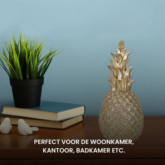 Ananas Beeld Goud – Decoratie Vensterbank / Woonkamer / Slaapkamer – Beeldje voor Binnen - 20cm - Merkloos