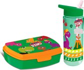 Crazy Dino lunchbox set voor kinderen - 2-delig - groen - kunststof