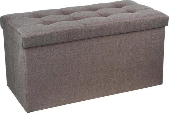 Atmosphera Poef/hocker/voetenbankje - opbergbox - donkergrijs - PU/MDF - 76 x 38 x 38 cm - opvouwbaar