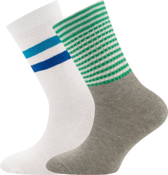Lot de 2 paires de chaussettes enfant Ewers - Set de 2 paires - blanc à rayures bleues et grises à rayures vertes taille 35/38