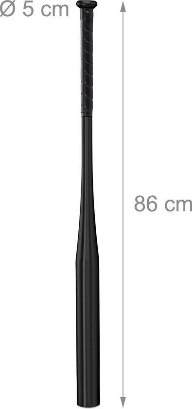 Relaxdays honkbalknuppel aluminium - zwart - baseball knuppel - 34 inch - baseball bat - Relaxdays