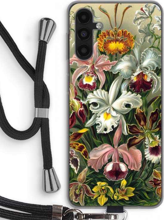 Case Company® - Hoesje met koord geschikt voor Samsung Galaxy A04s hoesje met Koord - Haeckel Orchidae - Telefoonhoesje met Zwart Koord - Bescherming aan alle Kanten en Over de Schermrand