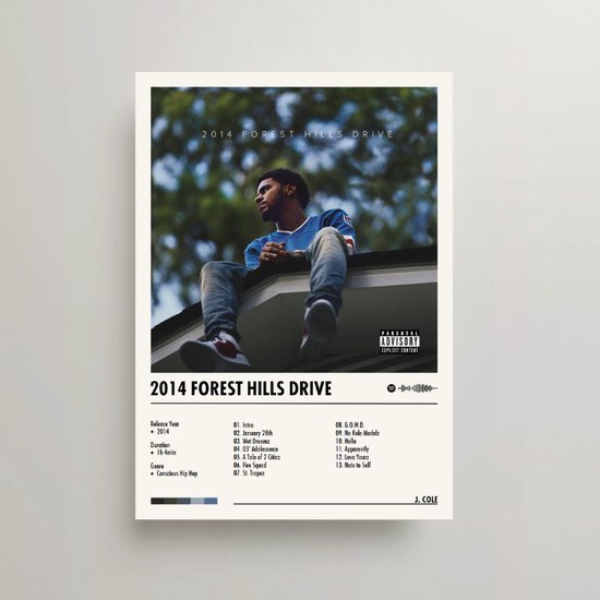 J. Cole Poster 2014 Forest Hills Drive Album Cover Poster J. Cole LP A3 J....