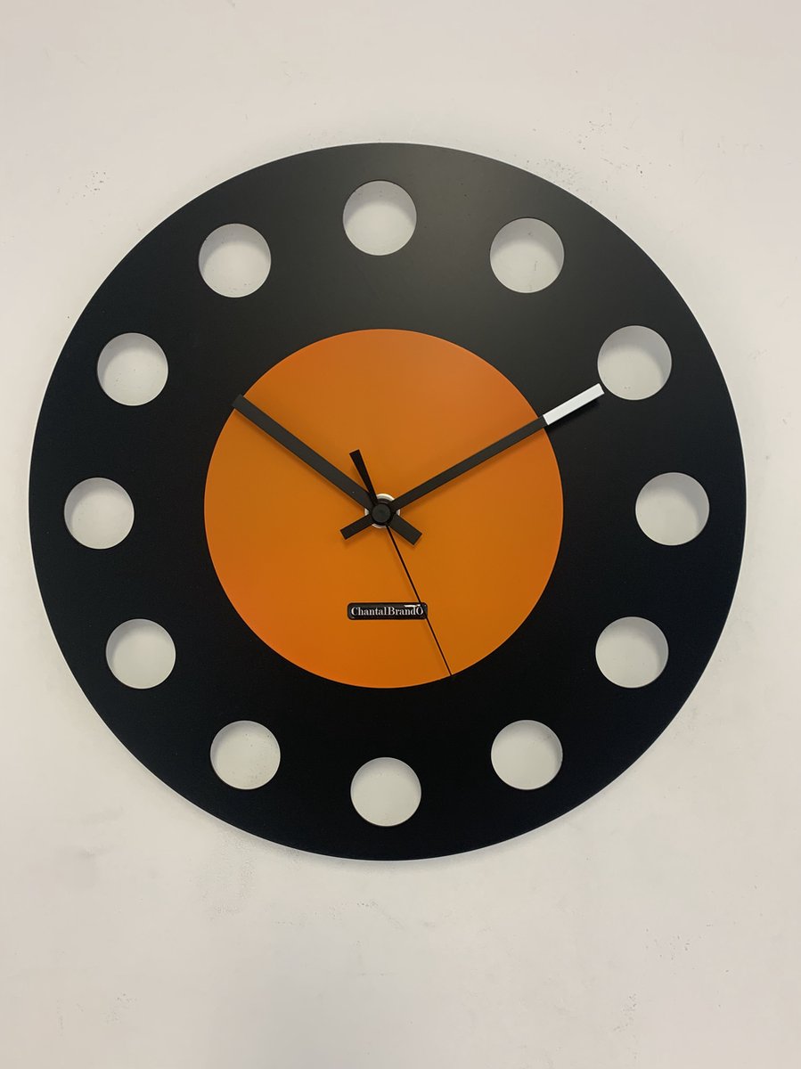 Wandklok ChantalBrandO CETARA BLACK & ORANGE -- MODERN DESIGN --